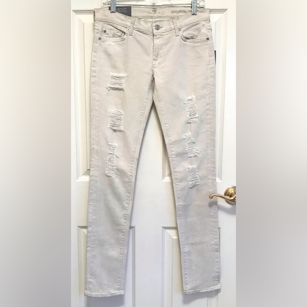 7 For All Mankind Light Wash Skinny Jeans - Picture 4 of 16